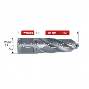 Spirálový vrták do kovu (Ø17 až 27,56mm, hloubka 30mm) HSS Weldon DRILLLINE 30 2