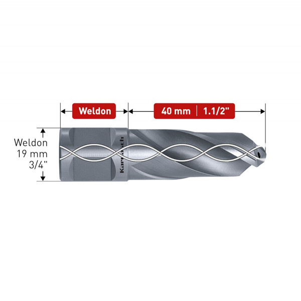 Spirálový vrták do kovu (Ø17 až 27,56mm, hloubka 30mm) HSS Weldon DRILLLINE 30