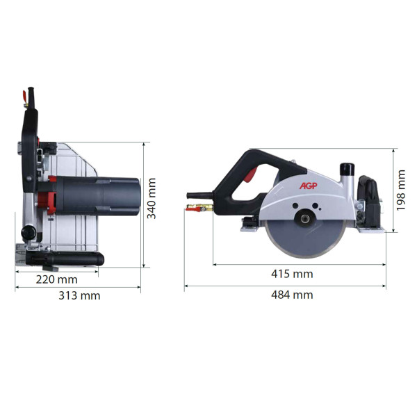 Kotoučová ponorná pila na mokro i sucho, pokosy do 45°, na kámen, dlažbu, žulu AGP SCS8