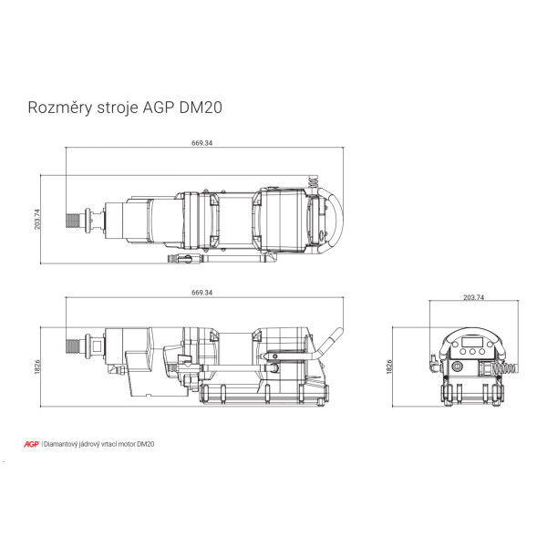 Diamantová jádrová vrtačka vysokofrekvenční AGP DM20