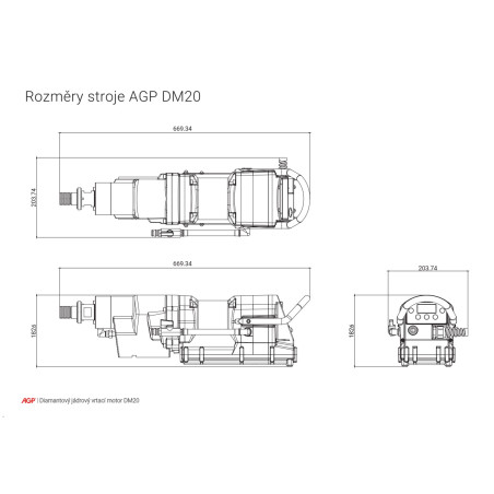 Diamantová jádrová vrtačka vysokofrekvenční AGP DM20